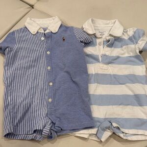 Ralph Lauren Polo Set of 2 Shirt Rompers 9m